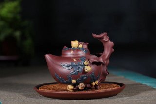 《多子多?！芬伺d紫砂壺高級(jí)工藝美術(shù)師純手工底槽青中壺茶具泡茶壺創(chuàng)新壺