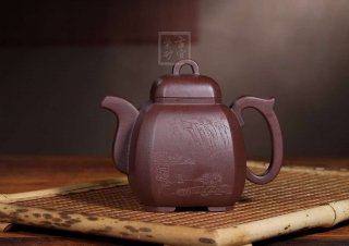 《山水詩韻-福臨八方》宜興紫砂壺工藝美術師手工底槽青 《山水詩韻-福臨八方》宜興紫砂壺工藝美術師手工底槽青