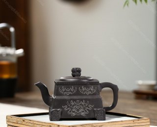 鑲銀方尊壺 鑲銀方尊壺